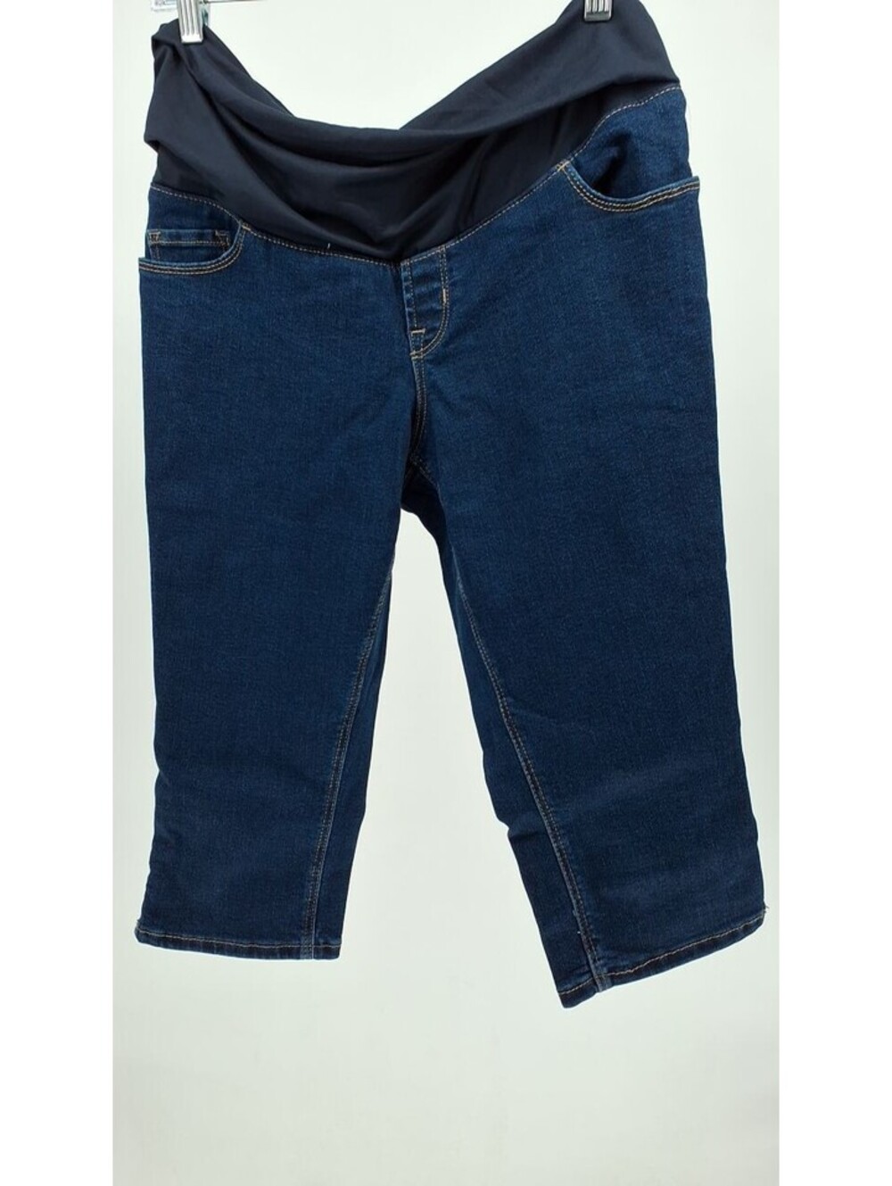 Old Navy Maternity Rollover-Panel Slim Capri Women’s Dark Blue Jeans